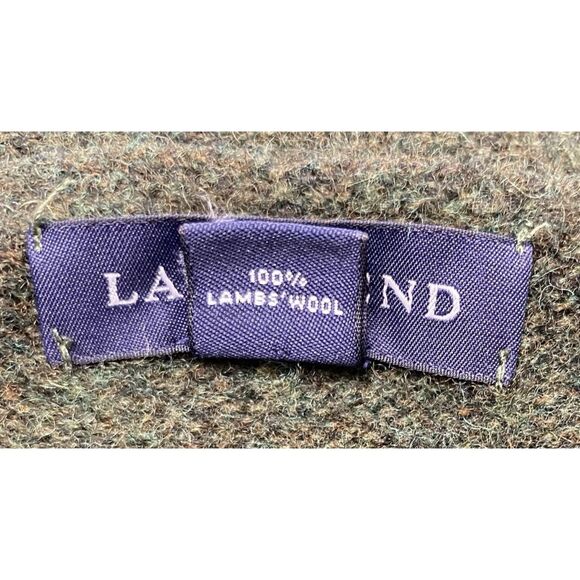 Lands End Men's XXL Sweater Green 100% Lambs Wool Ribbed 1/4 Zip Pullover - Picture 9 of 10